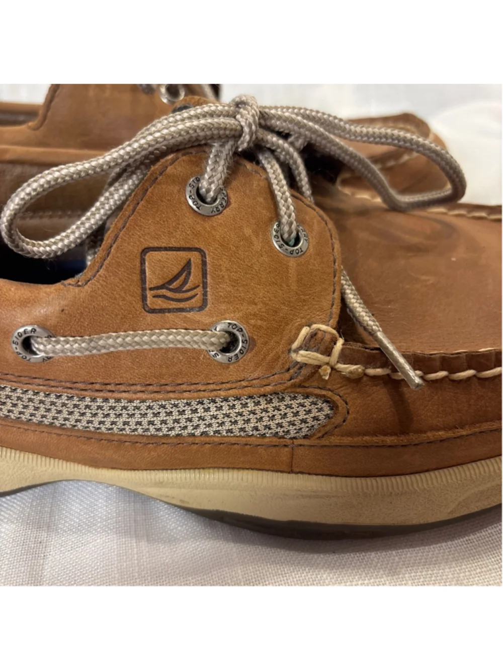 Sperry Lanyard CB Boat Shoe Tan Leather sz 8.5